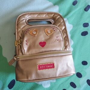 Betsey Johnson Gold Quilted Robot Lunchbag